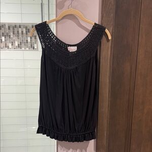 Max Studio Black Crochet Neck Blouse